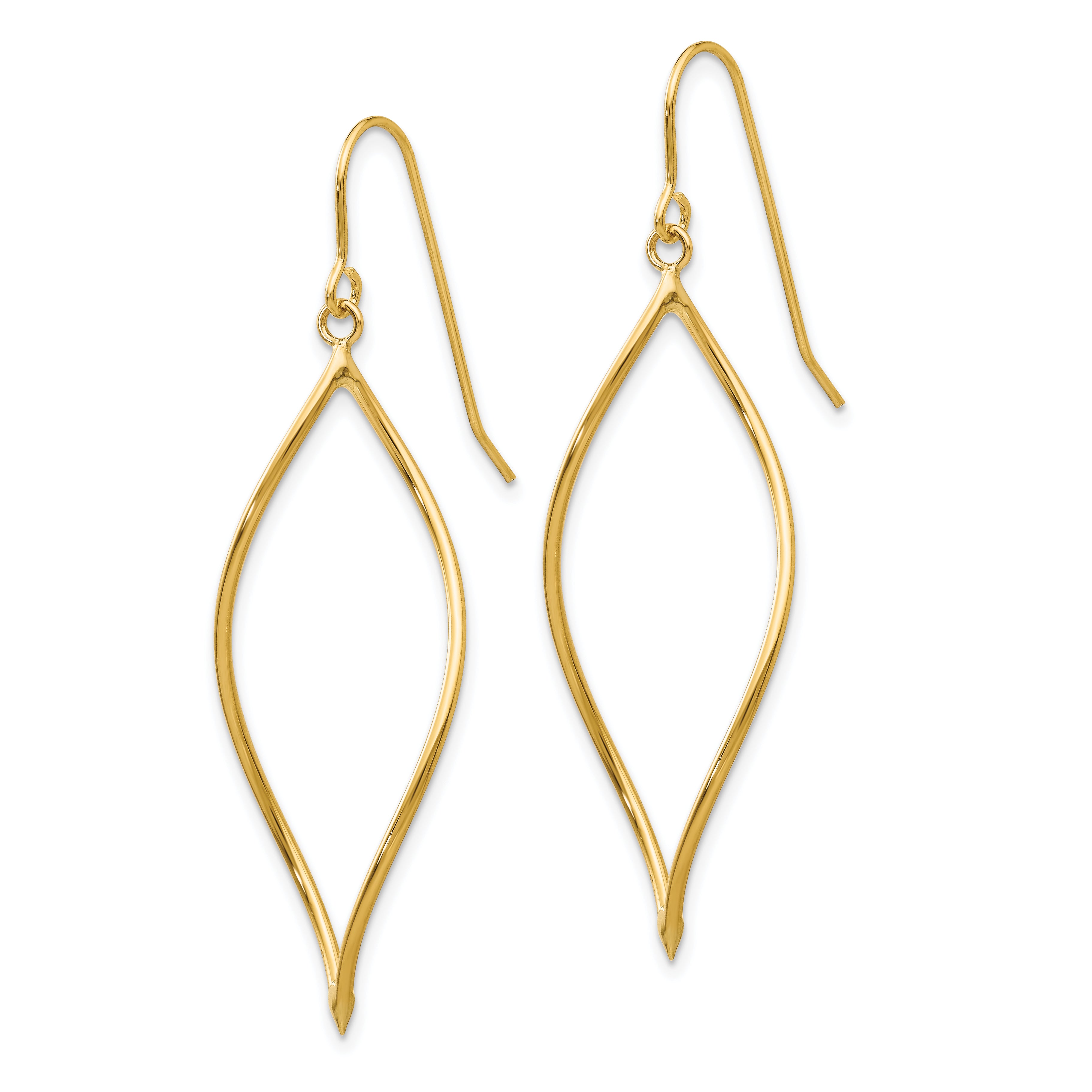 14k Polished Twisted Oblong Dangle Earrings
