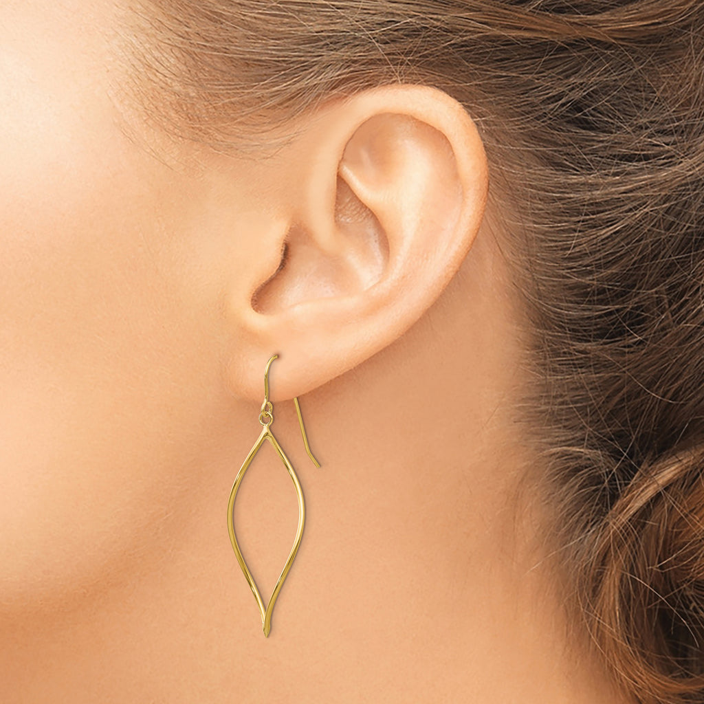 14k Polished Twisted Oblong Dangle Earrings