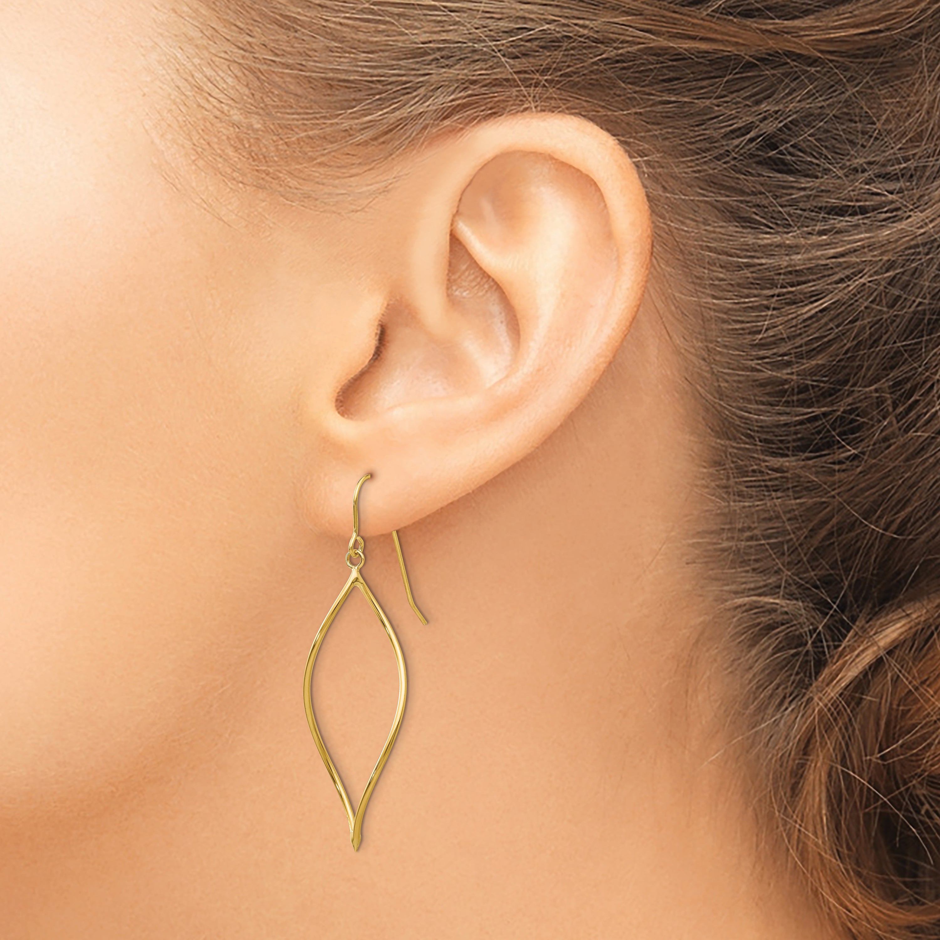 14k Polished Twisted Oblong Dangle Earrings