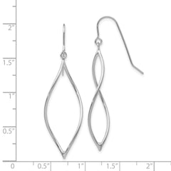 14k White Gold Polished Twisted Oblong Dangle Earrings