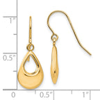 14k Teardrop Hollow Dangle Earrings