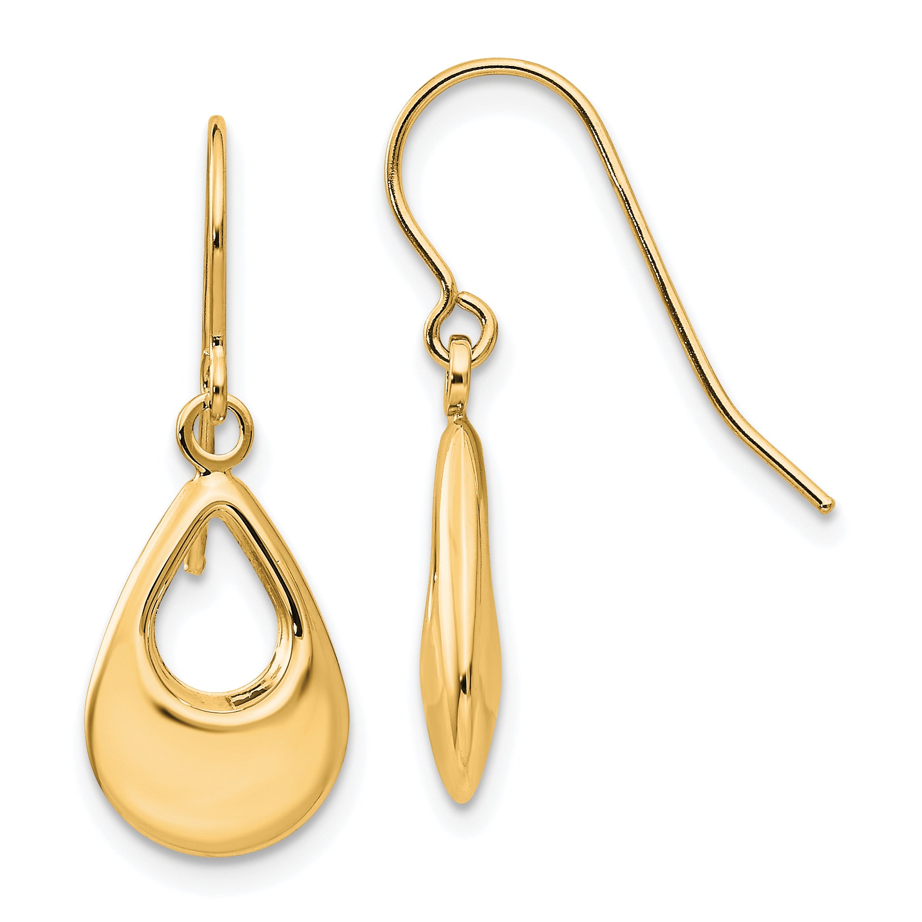 14k Teardrop Hollow Dangle Earrings Main image