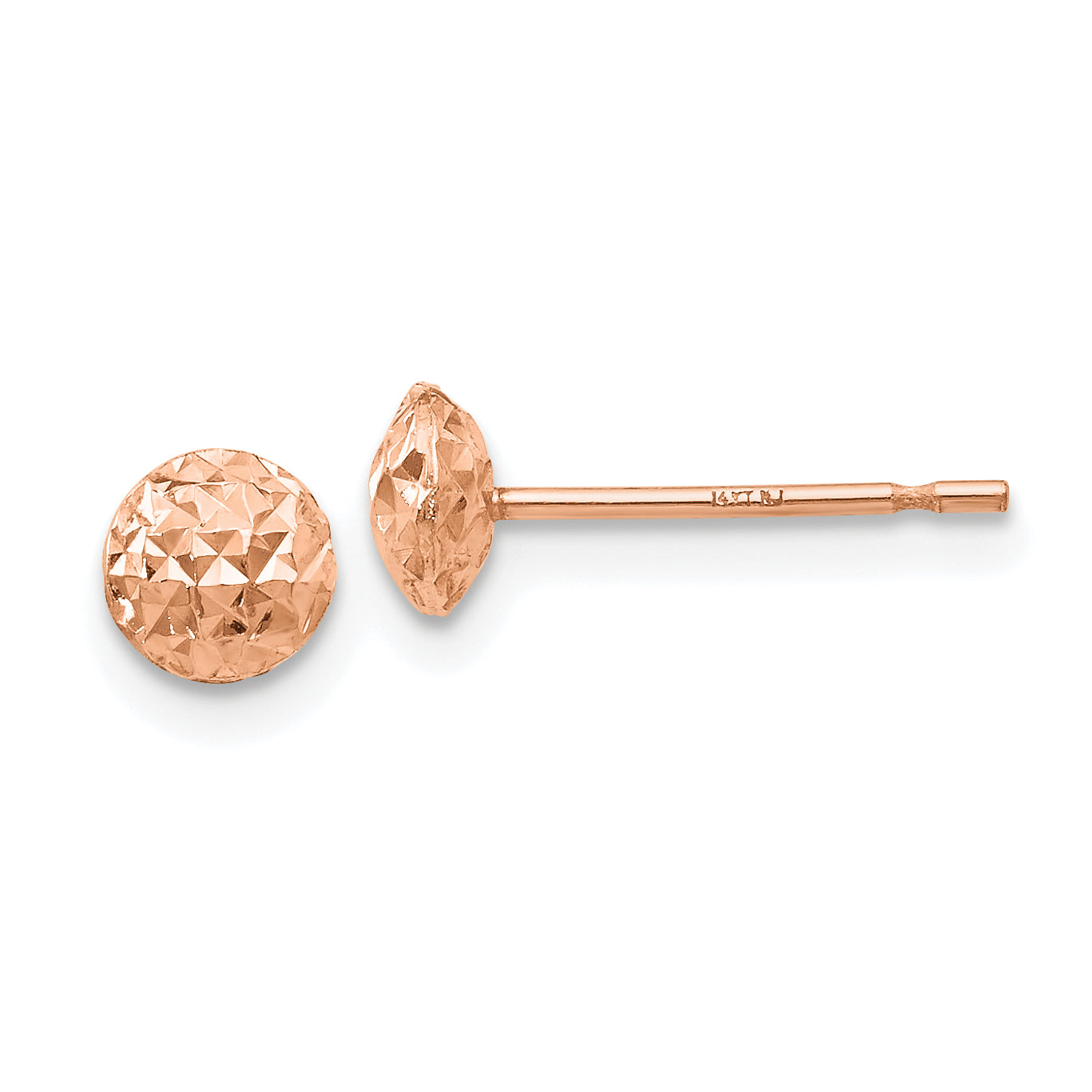 14K Rose Gold 5 mm Puff Circle Stud Earrings Main image
