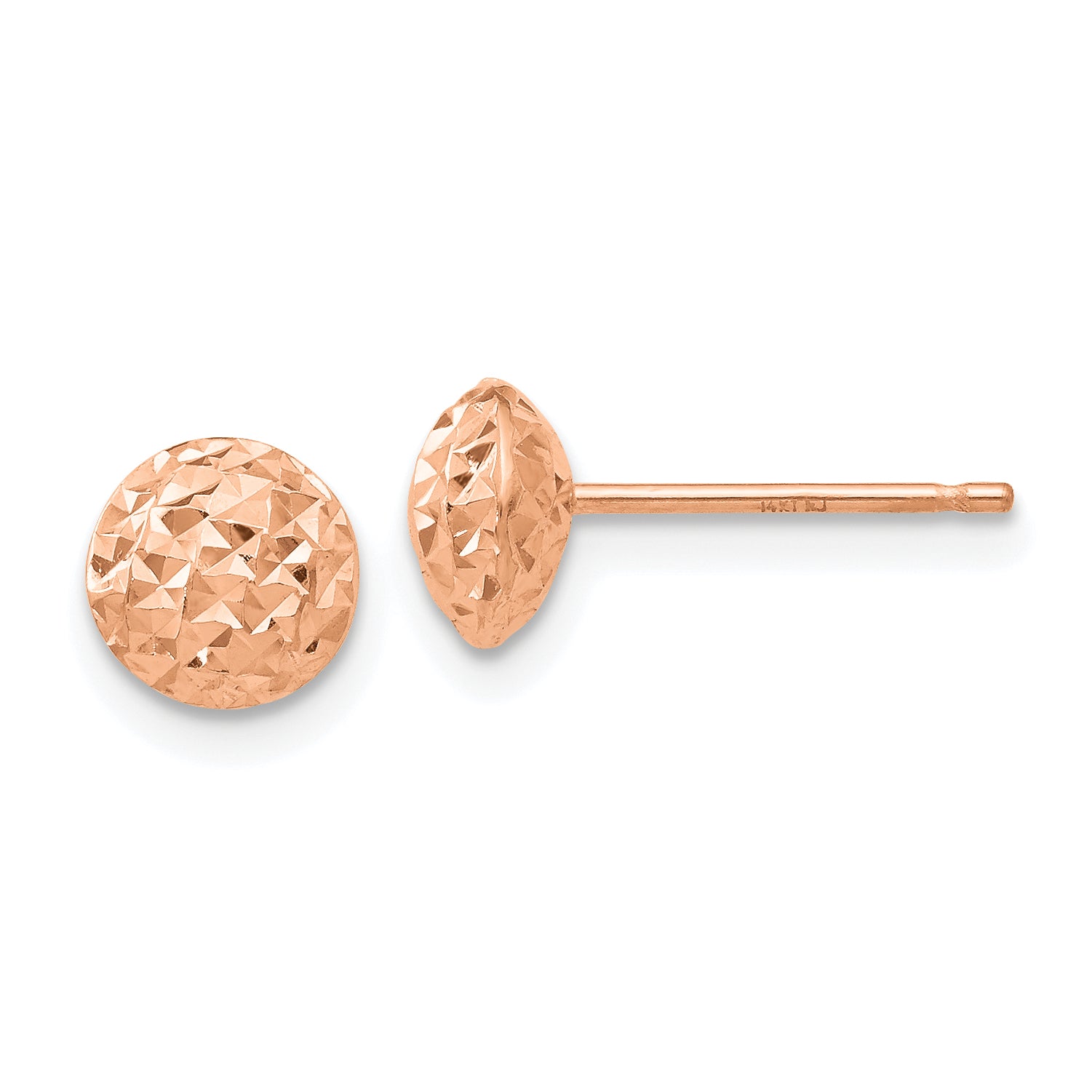 14K Rose Gold 6mm Circle Puff Post Earrings Main image