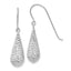 14K White Gold Diamond Cut Puff Tear Drop Dangle Earrings