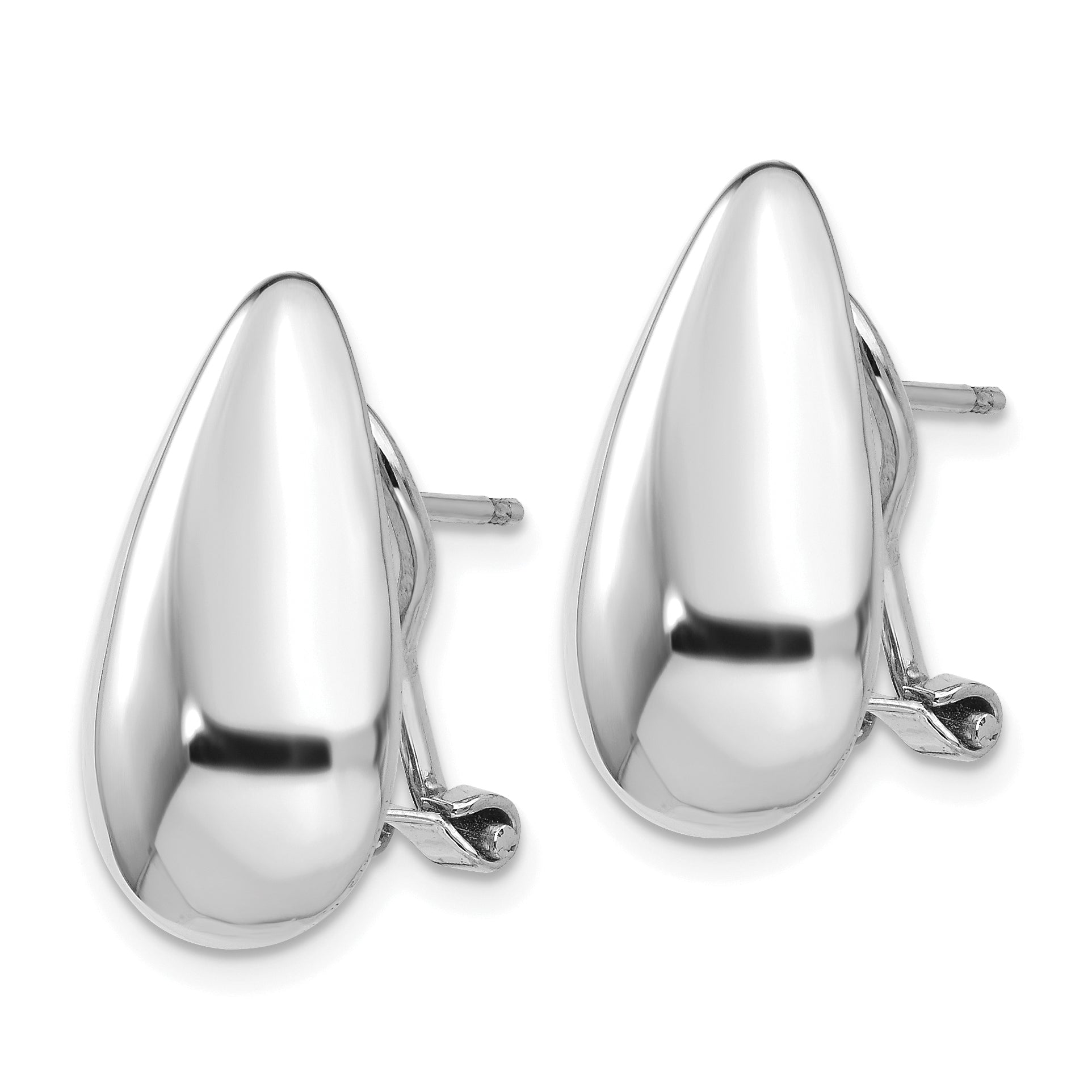 14k White Gold Tear Drop Omega Back Earrings Secondary image