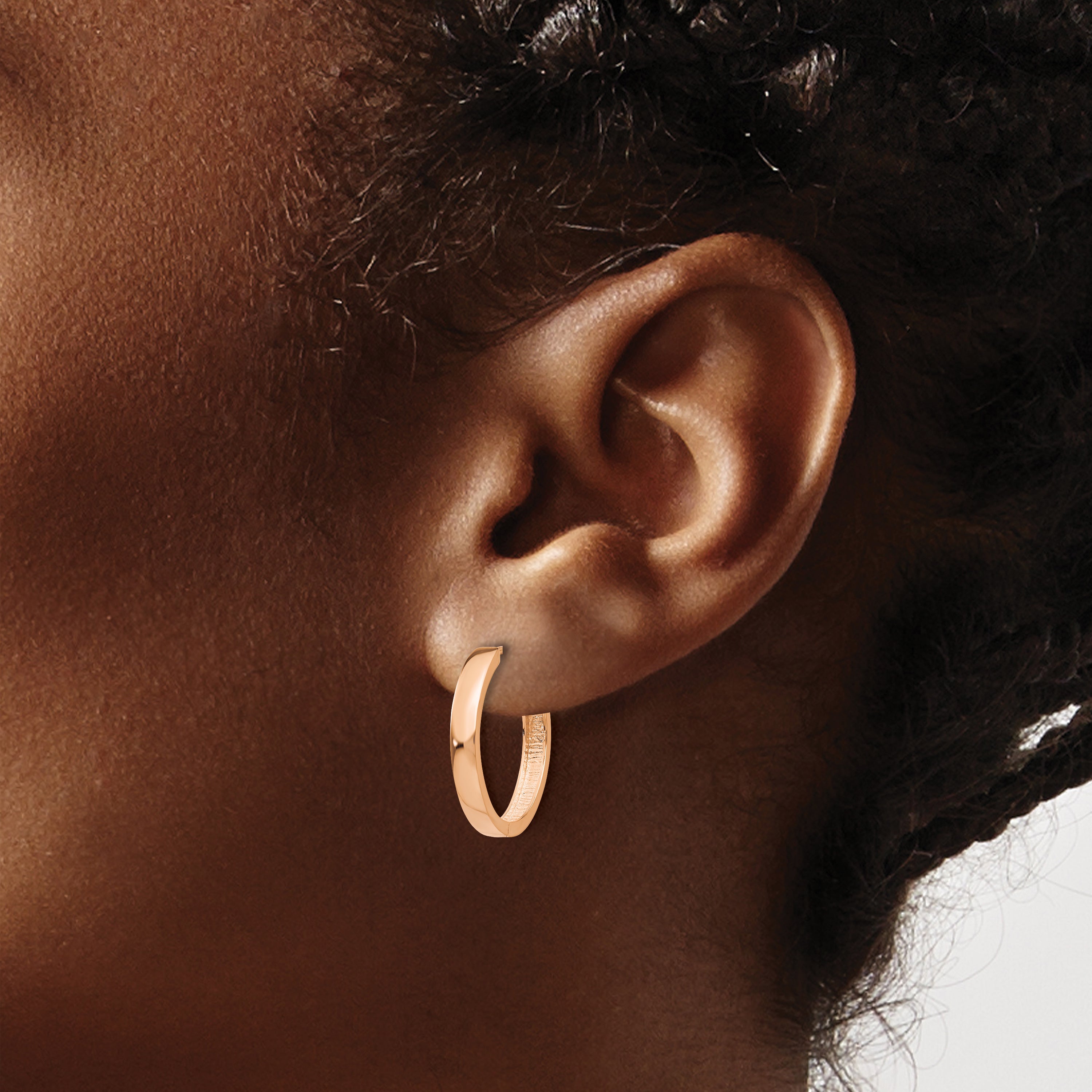 14K Rose Gold Hinged Hoop Earrings
