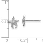 14K White Gold Polished and Textured Starfish Post Earrings