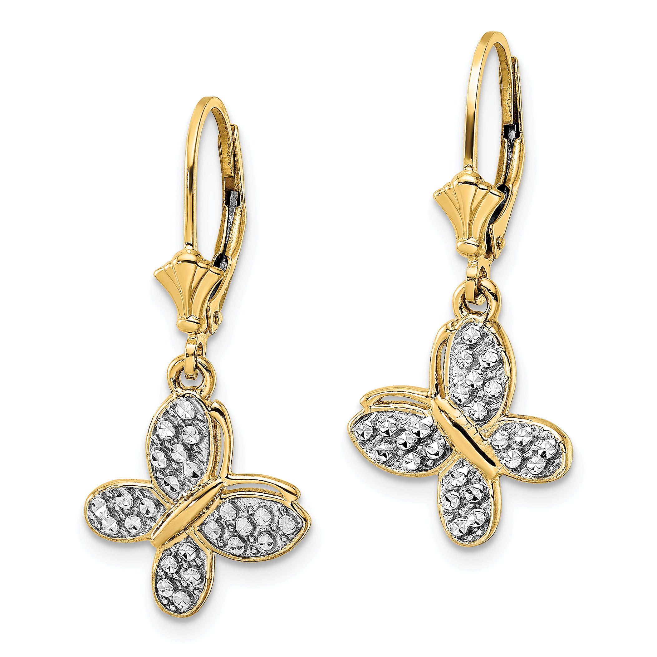 14k & White Rhodium D/C Fancy Butterfly Earrings Secondary image