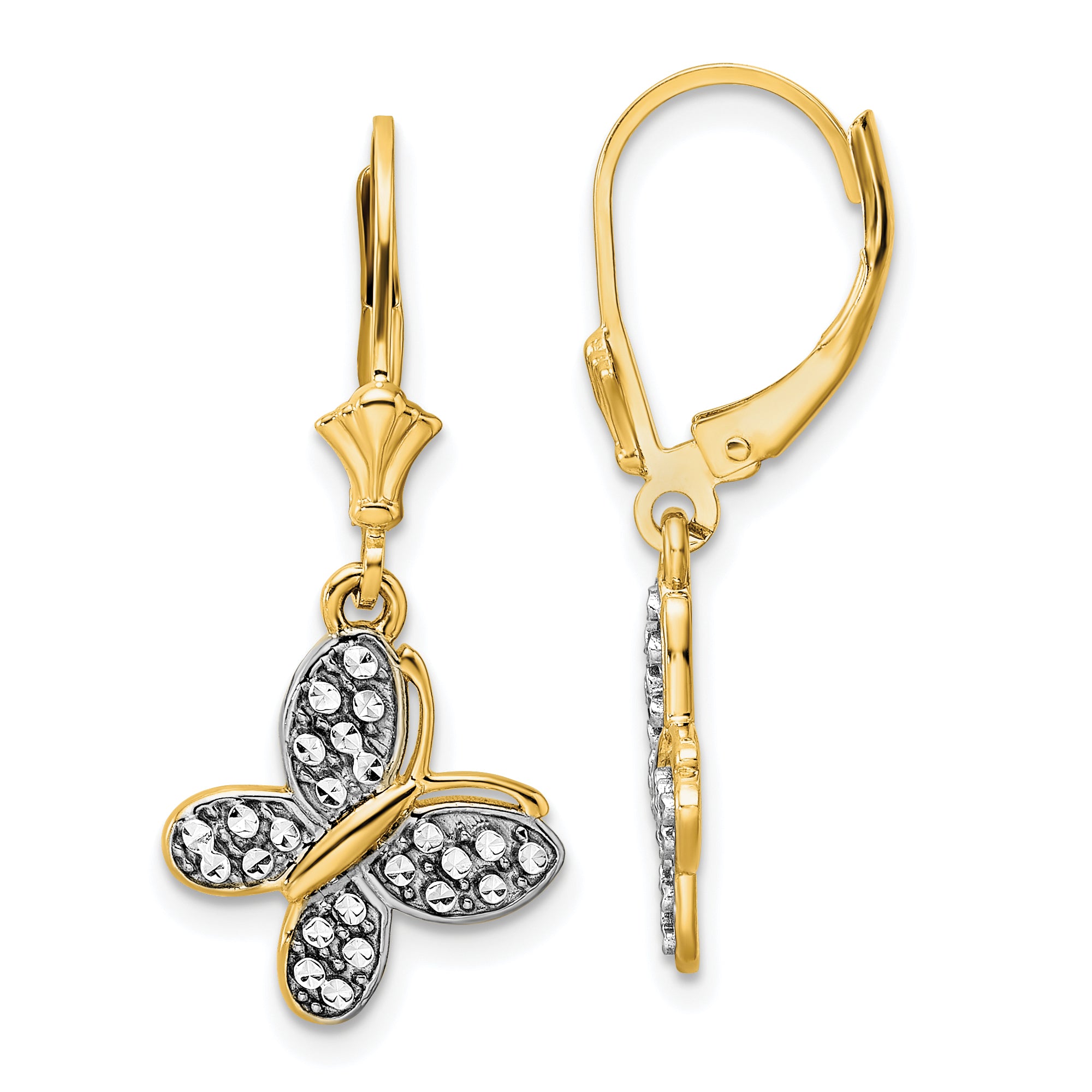 14k & White Rhodium D/C Fancy Butterfly Earrings Main image