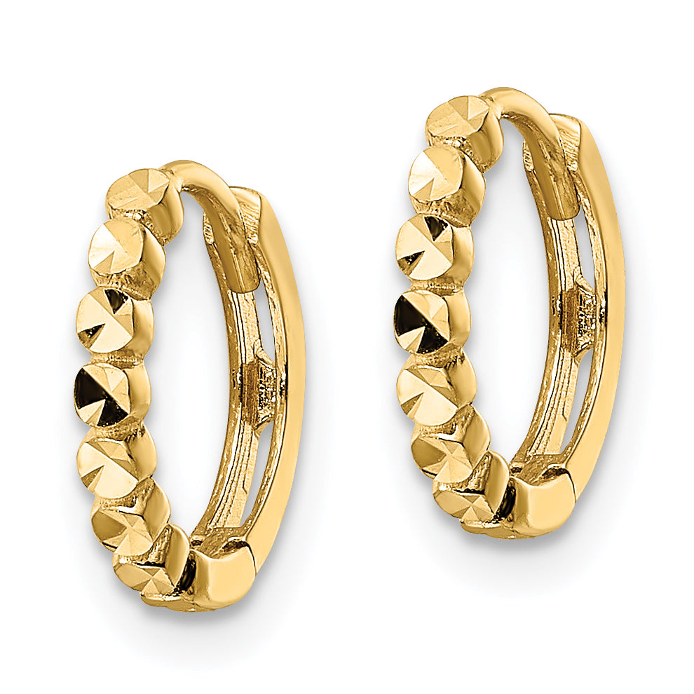 14k Diamond-cut 2x12mm Hinged Hoop Earrings Secondary image