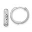14k White Gold Diamond-cut X Satin 3x13mm Hinged Hoop Earrings