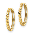 14k Diamond-cut 2x16mm Hinged Hoop Earrings