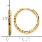 14k Diamond-cut 2x16mm Hinged Hoop Earrings