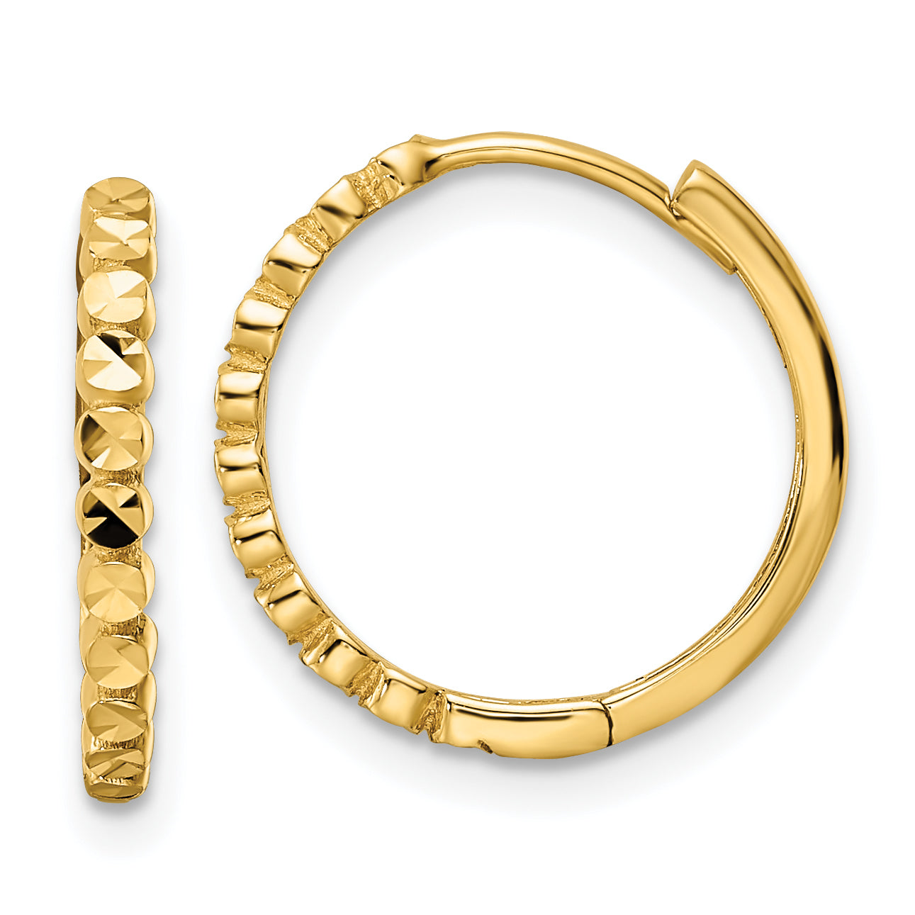 14k Diamond-cut 2x16mm Hinged Hoop Earrings Main image