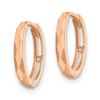 14k Rose Gold Polished Faceted 2x14mm Hinged Hoop Earrings