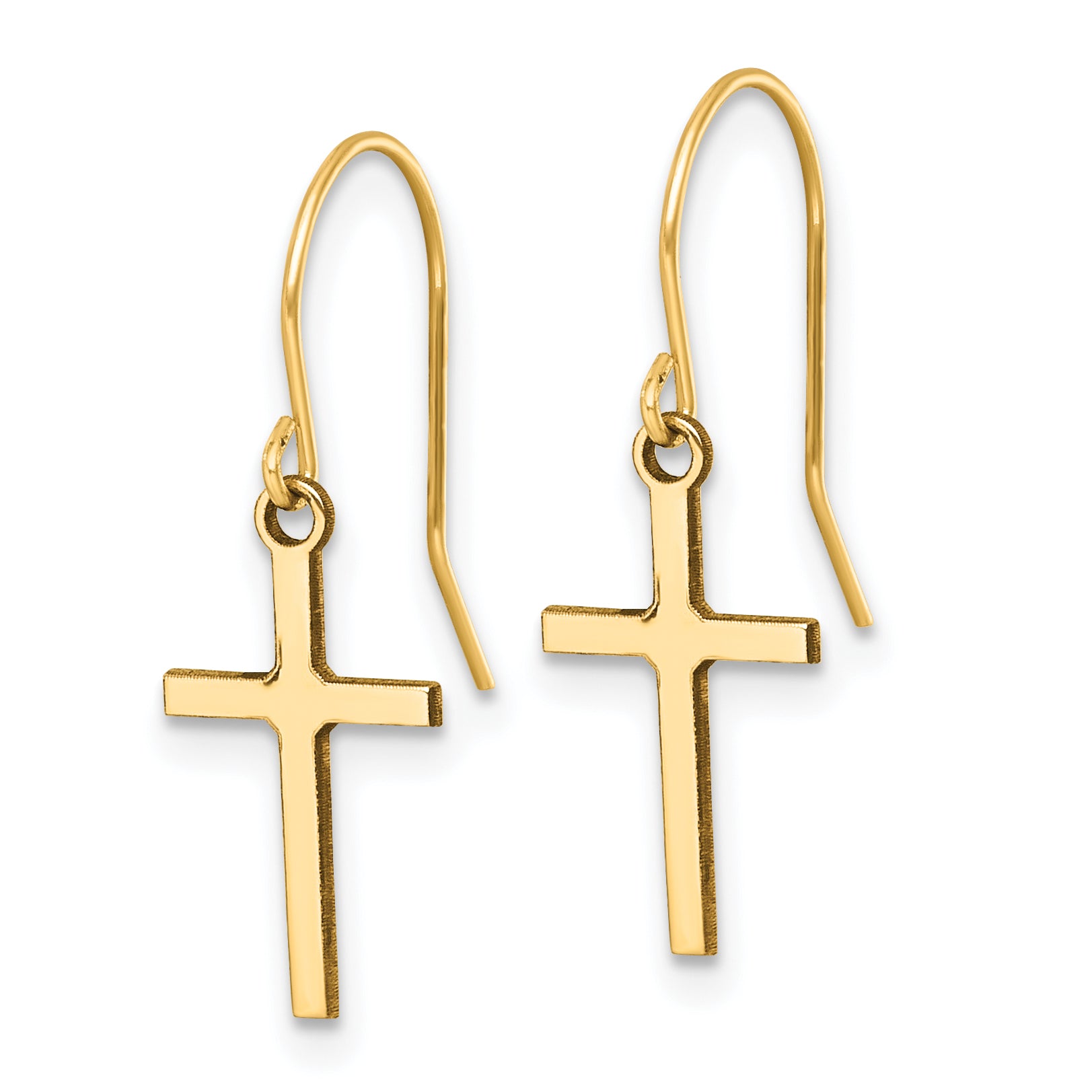 14k Dangle Cross Shepherd Hook Earrings