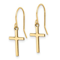 14k Dangle Cross Shepherd Hook Earrings