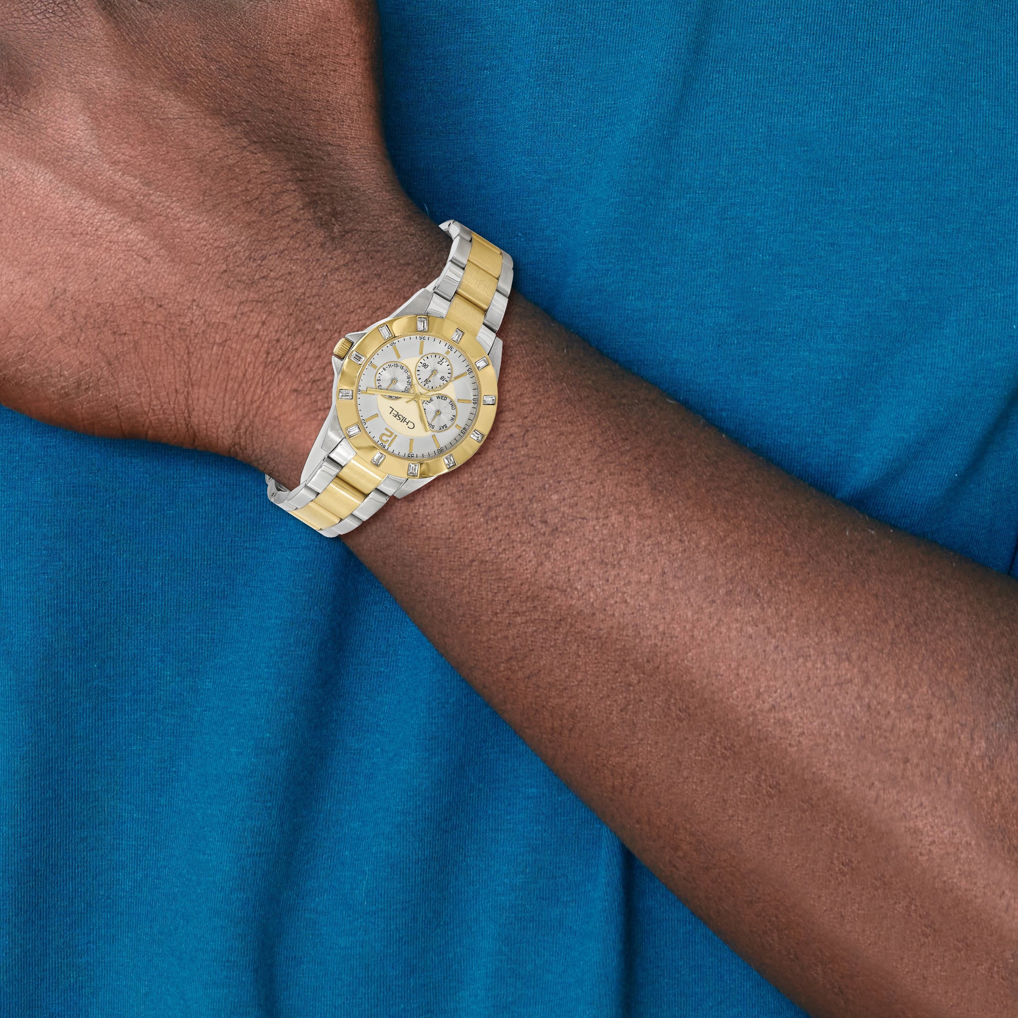 Mens Chisel IP-plated Two-tone Stainless Steel Silver-tone Dial Watch