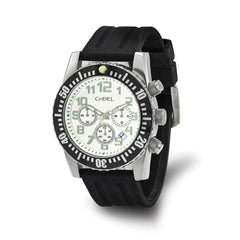 Mens Chisel White Dial Silicone Strap Chronograph Watch