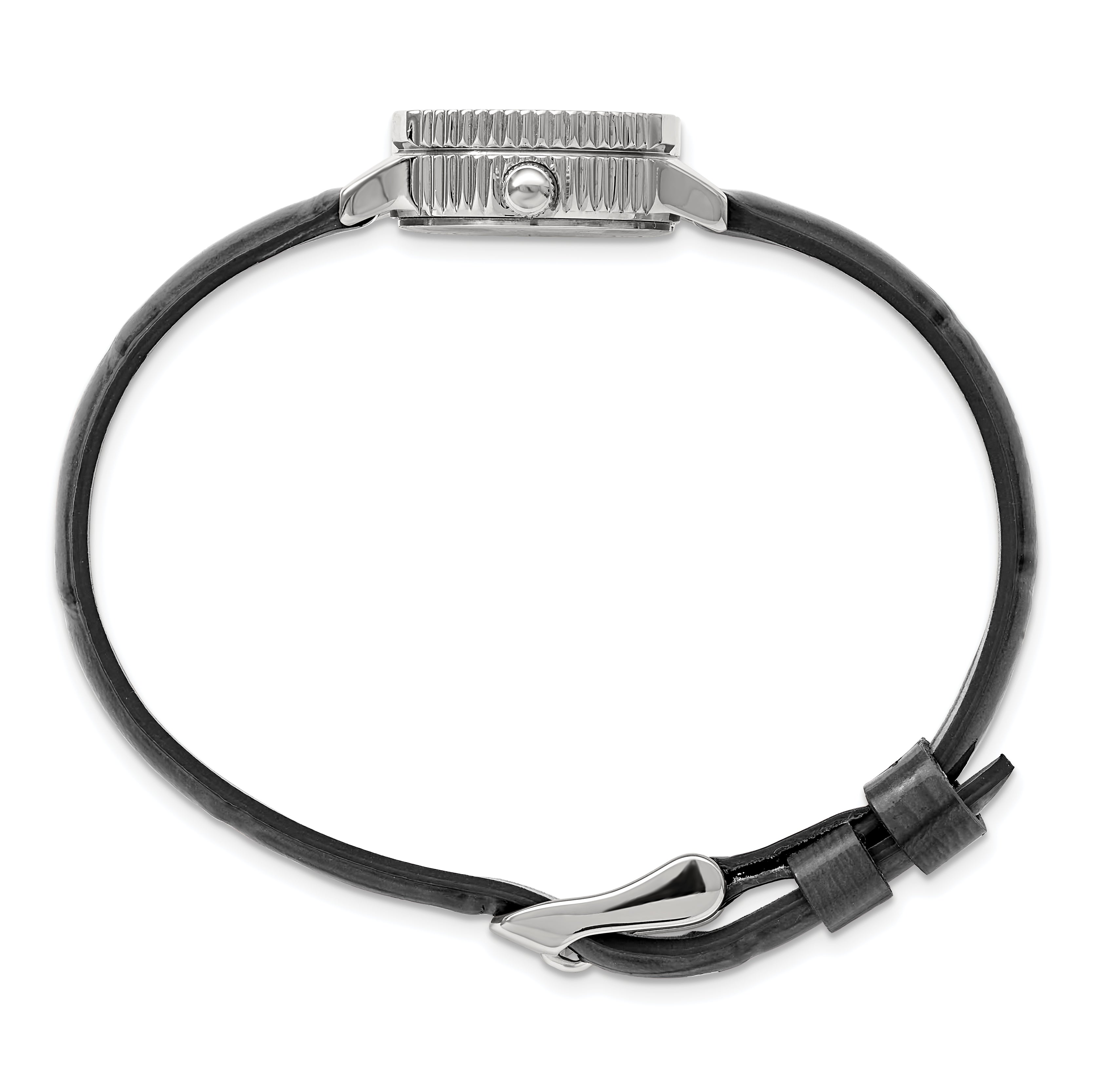 Ladies Chisel Stainless Steel Black Leather Strap Watch