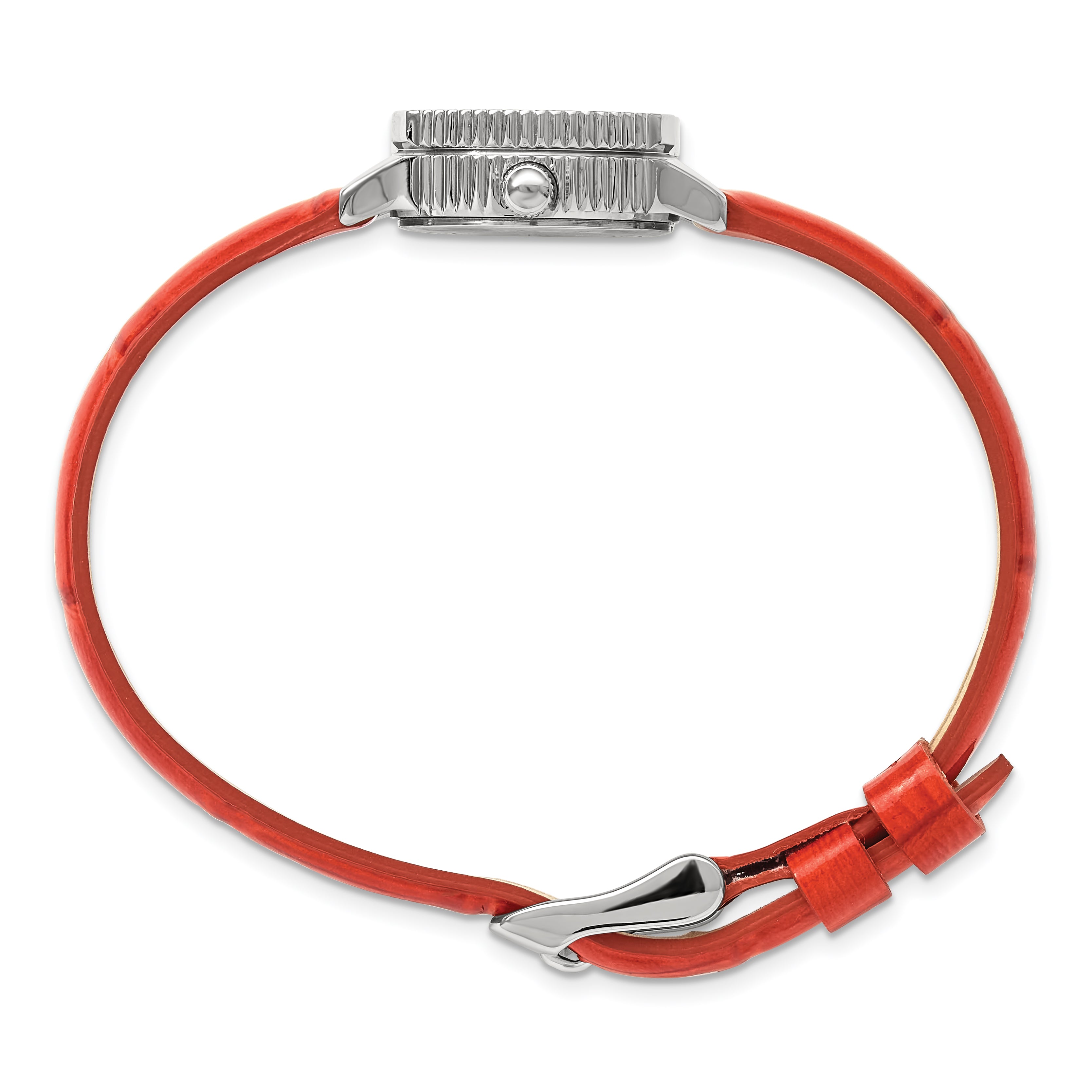 Ladies Chisel Stainless Steel Red Leather Strap Watch