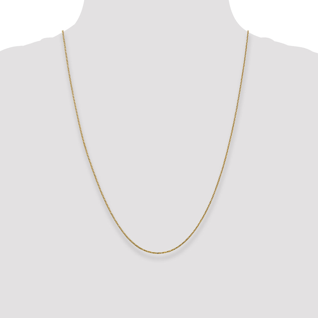 14K Yellow Gold Solid Box Chain Necklace 0.95mm