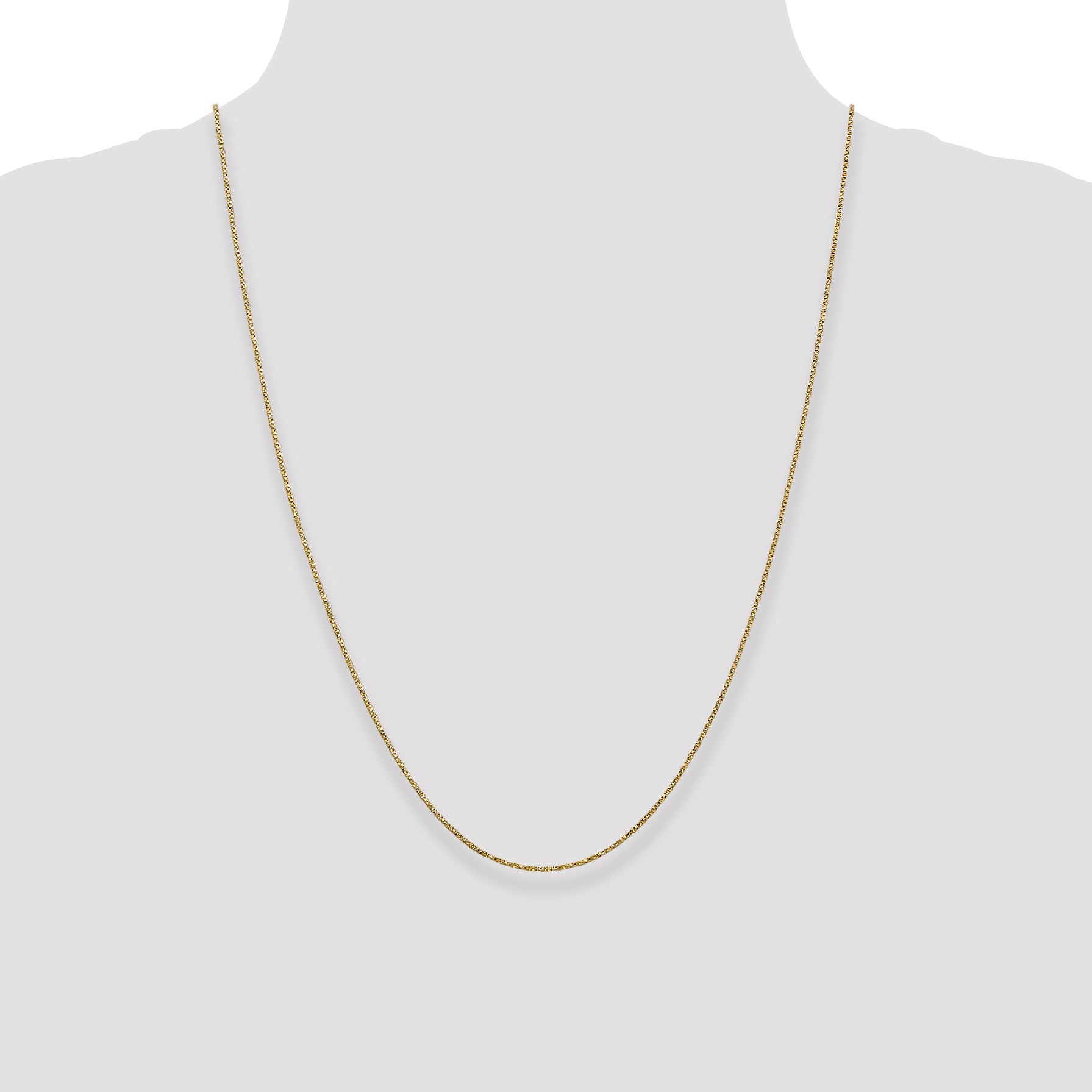 14K Yellow Gold Solid Box Chain Necklace 0.95mm