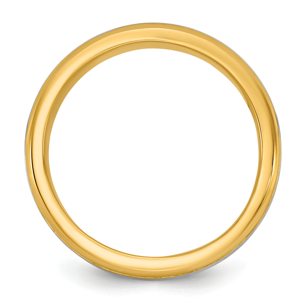 14K Two-Tone Gold Beveled Flat Comfort-Fit Wedding Band 6mm