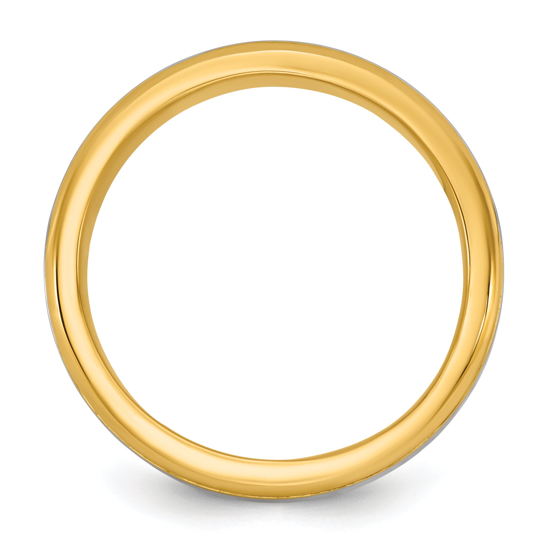 14k Two-Tone Yellow and White 6mm Beveled Edge Wedding Band