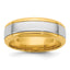 14k Two-Tone Yellow and White 7mm Beveled Edge Wedding Band