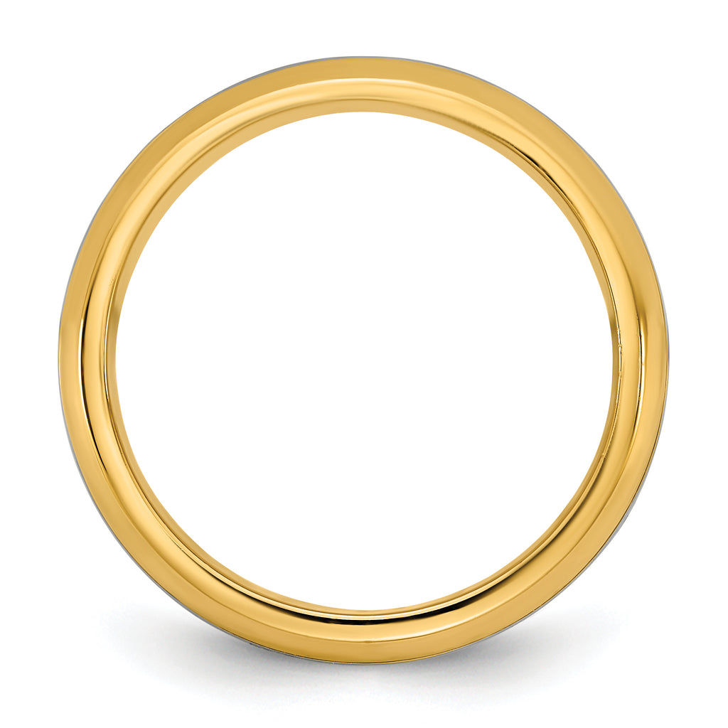 14K Two-Tone Gold Beveled Flat Comfort-Fit Wedding Band 8mm