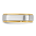 14k Two-Tone Yellow and White 6mm Step Edge Wedding Band