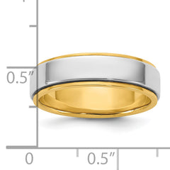 14k Two-Tone Y/W 6mm Step Edge Wedding Band Size 13.5