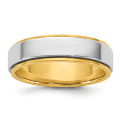 14k Two-Tone Y/W 6mm Step Edge Wedding Band Size 13.5