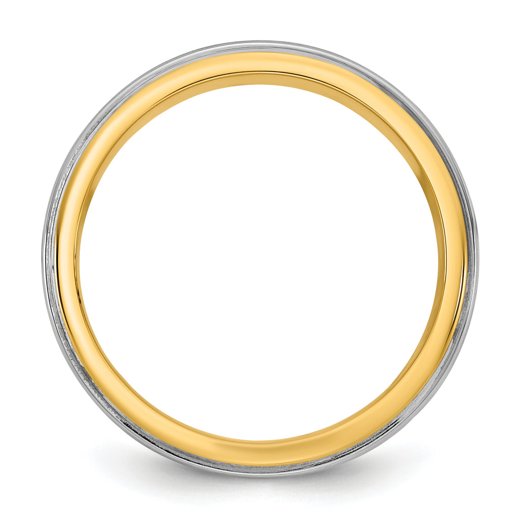 14k Two-Tone Yellow and White 7mm Step Edge Wedding Band