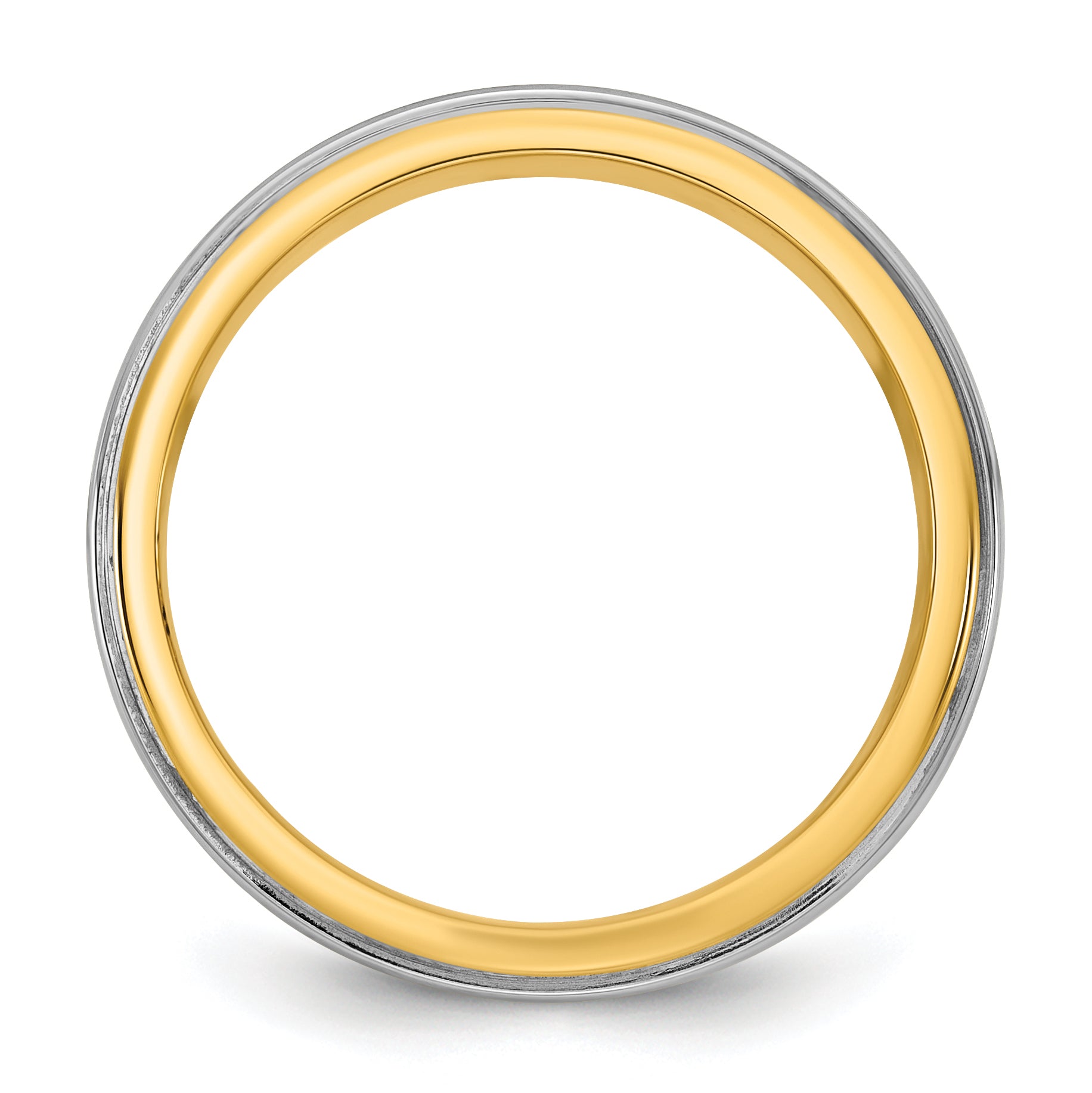 14k Two-Tone Y/W 7mm Step Edge Wedding Band Size 13.5