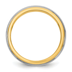 14k Two-Tone Y/W 7mm Step Edge Wedding Band Size 13.5