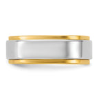 14k Two-Tone Yellow and White 7mm Step Edge Wedding Band