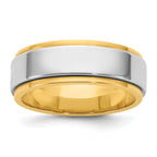 14k Two-Tone Yellow and White 7mm Step Edge Wedding Band