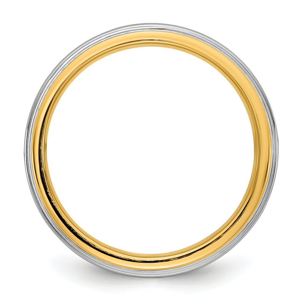 14k Two-Tone Yellow and White 8mm Step Edge Wedding Band
