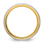 14k Two-Tone Yellow and White 8mm Step Edge Wedding Band