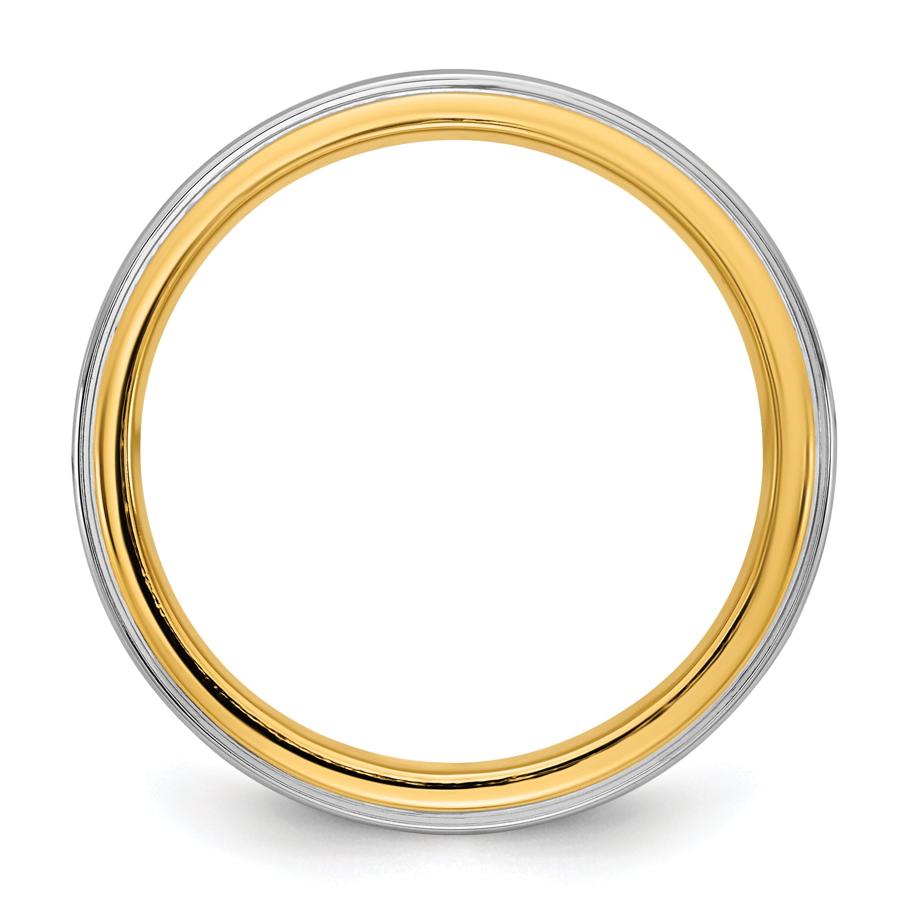 14k Two-Tone Yellow and White 8mm Step Edge Wedding Band