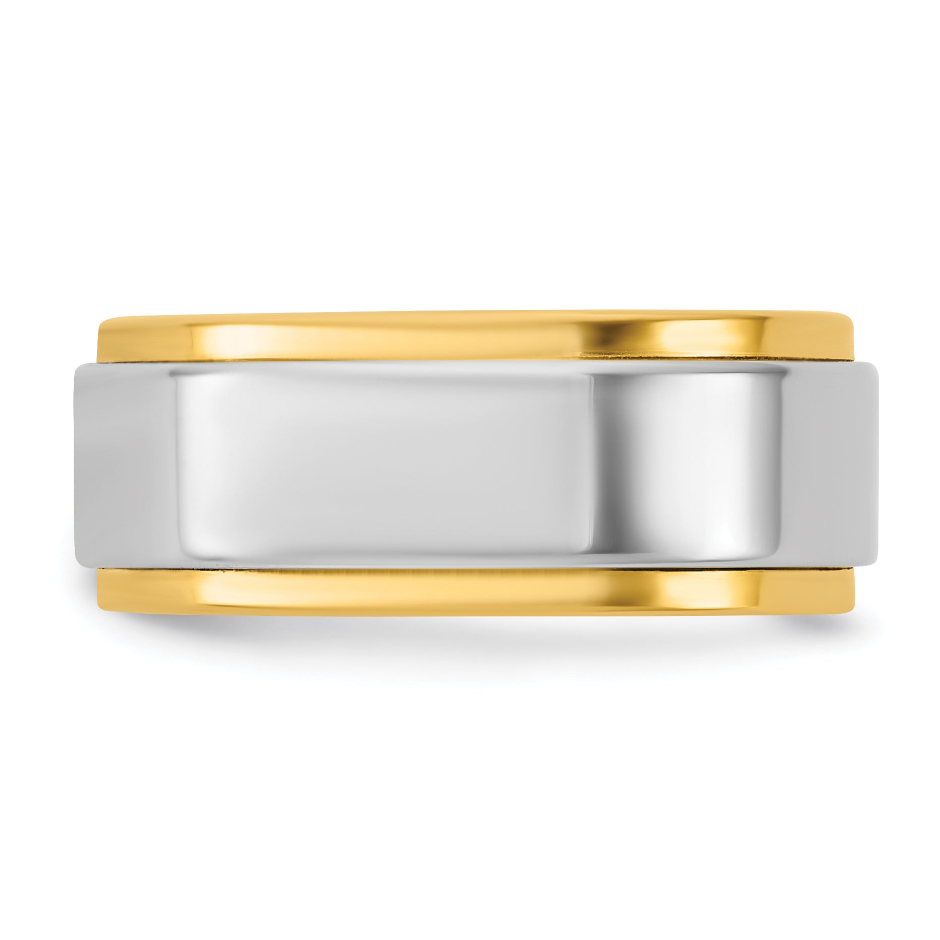 14k Two-Tone Y/W 8mm Step Edge Wedding Band Size 13.5