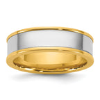 14k Two-Tone Yellow and White 6mm Step Up Flat Edge Wedding Band