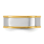 14k Two-Tone Yellow and White 7mm Step Up Flat Edge Wedding Band