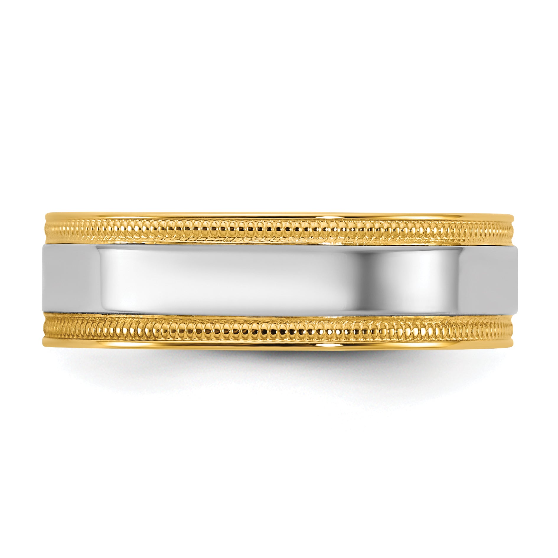 14k Two-Tone Y/W 6mm Milgrain Wedding Band Size 13.5
