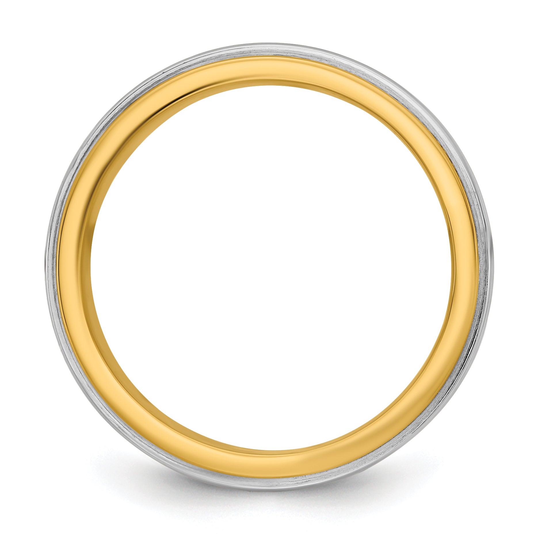 14k Two-Tone Y/W 6mm Double Banded Wedding Band Size 13.5