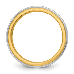 14k Two-Tone Y/W 6mm Double Banded Wedding Band Size 13.5