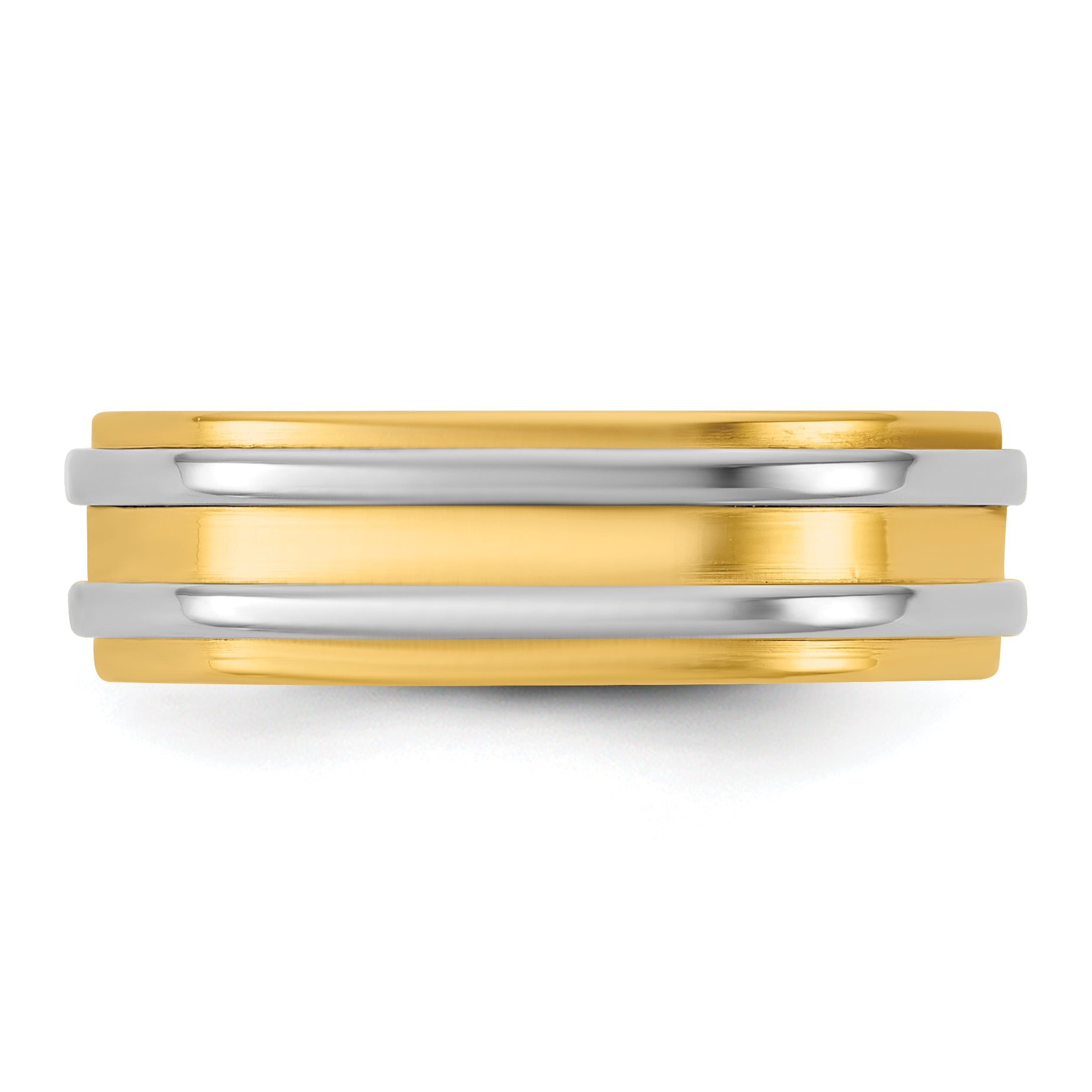 14k Two-Tone Y/W 6mm Double Banded Wedding Band Size 13.5